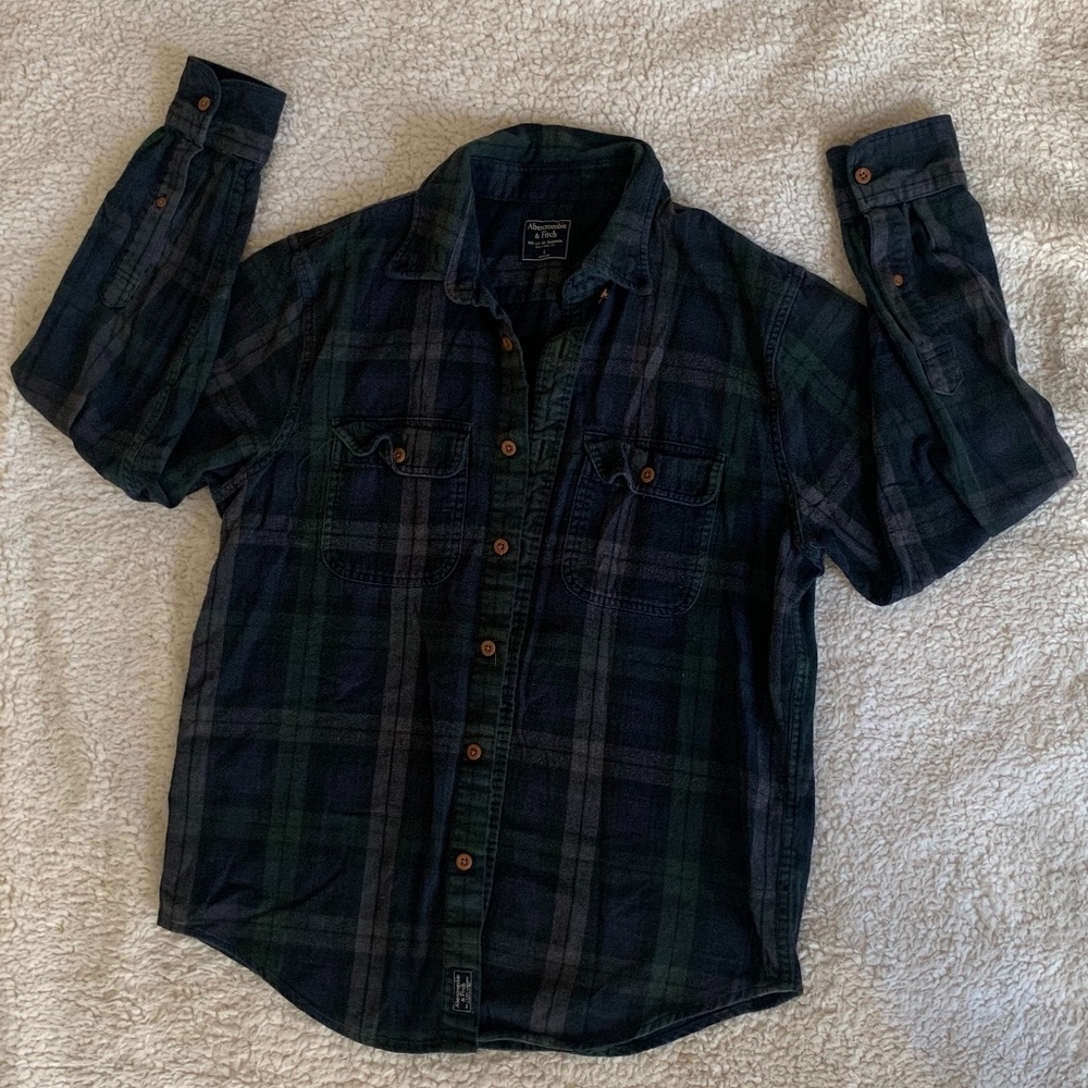 Abercrombie & Fitch Large Flannel // Green & Blue